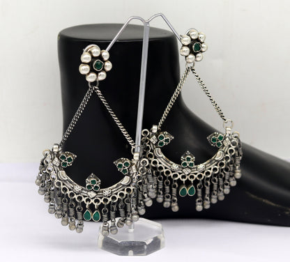 925 sterling silver handmade gorgeous customized heavy look drop dangle stud earring, charm jewelry, wedding bridesmaid jewelry s880 - TRIBAL ORNAMENTS