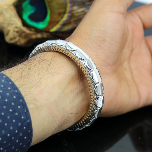 925 sterling silver handmade gorgeous customized work bangle bracelet kada, vintage antique design stylish bangle unisex jewelry nsk328 - TRIBAL ORNAMENTS