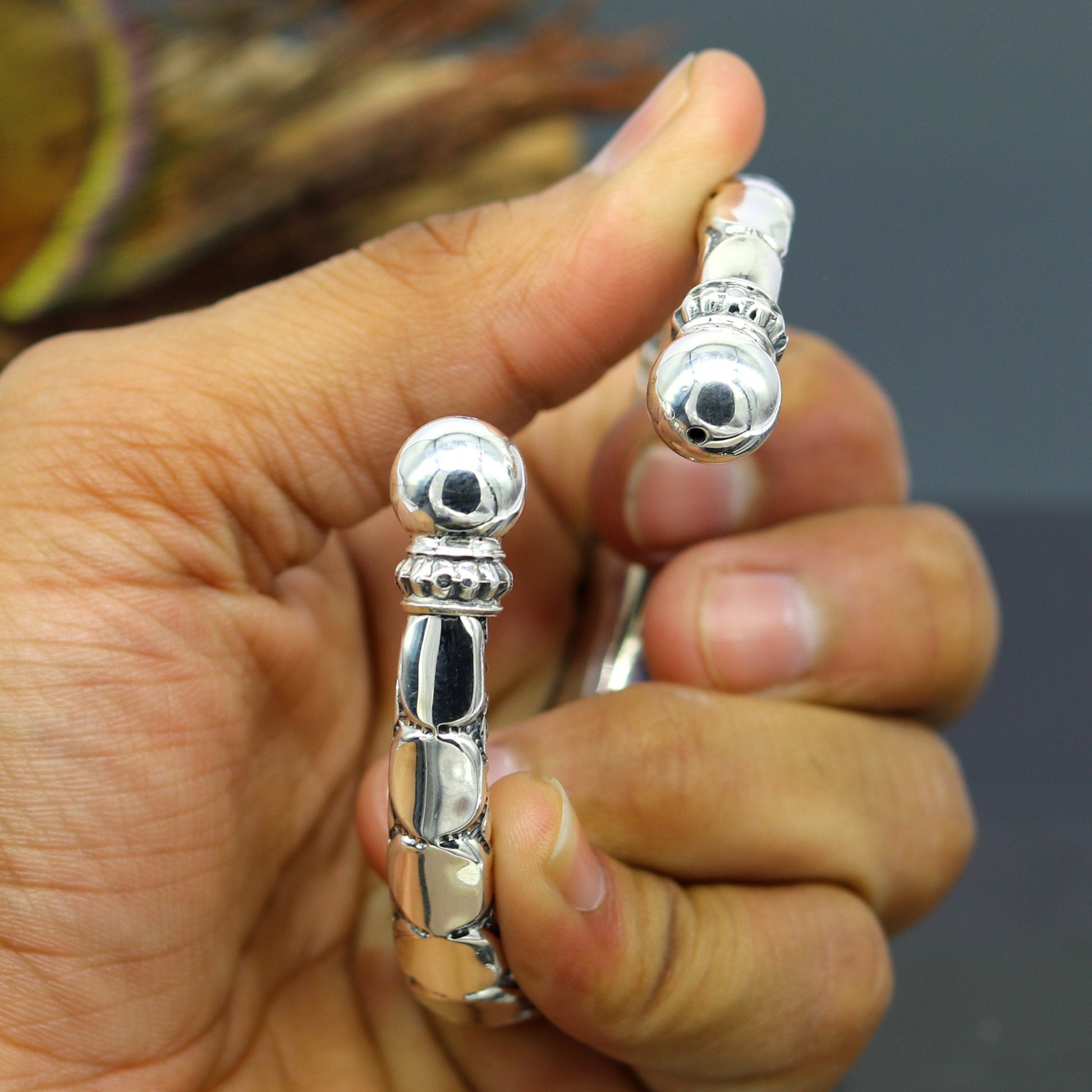 925 sterling silver handmade gorgeous customized work bangle bracelet kada, vintage antique design stylish bangle unisex jewelry nsk328 - TRIBAL ORNAMENTS