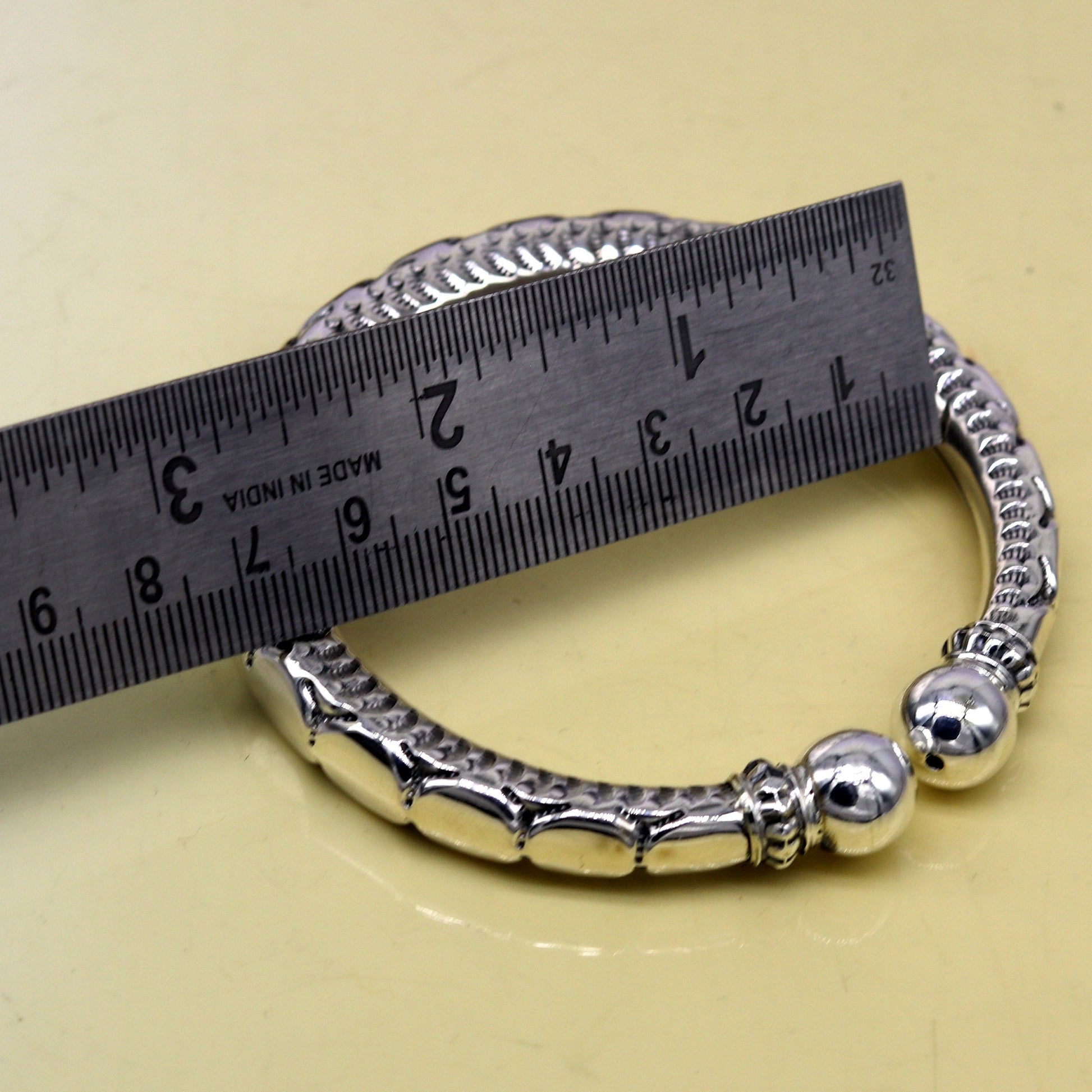 Stylish unisex 925 sterling silver customized work bangle cuff bracelet with vintage antique design by Tribal Ornaments.