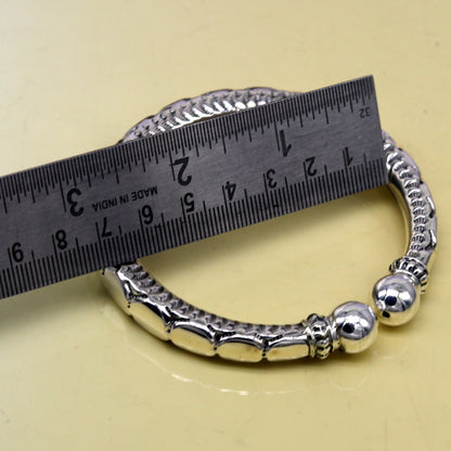 Stylish unisex 925 sterling silver customized work bangle cuff bracelet with vintage antique design by Tribal Ornaments.