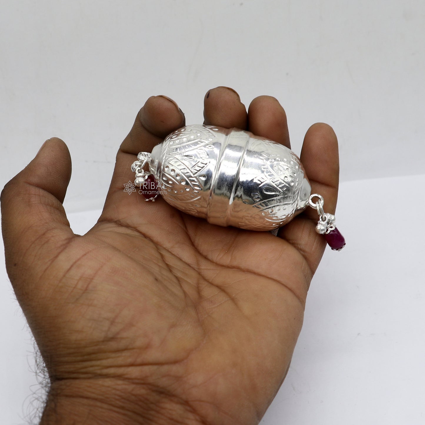 925 sterling silver handmade gorgeous design coconut for puja or worshipping, Silver nariyal for diwali puja su1267 - TRIBAL ORNAMENTS