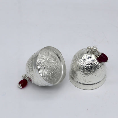 Handmade 925 sterling silver coconut for puja and worship, decorative silver nariyal for Diwali puja by TRIBAL ORNAMENTS.