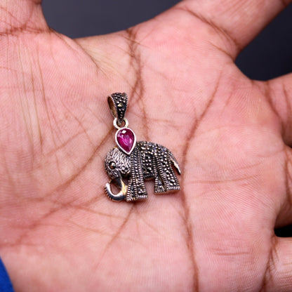 925 sterling silver handmade gorgeous Elephant pendant awesome unisex daily use jewelry from Rajasthan India nsp40 nsp40 - TRIBAL ORNAMENTS