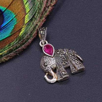 925 sterling silver handmade gorgeous Elephant pendant awesome unisex daily use jewelry from Rajasthan India nsp40 nsp40 - TRIBAL ORNAMENTS