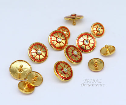 Set of 13 handmade 925 sterling silver flower design buttons for men's coats or suits, crafted by TRIBAL ORNAMENTS.