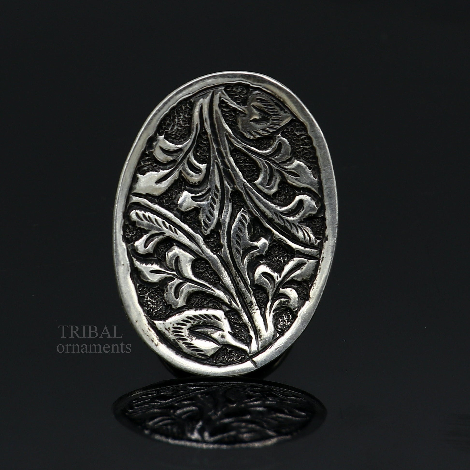 925 Sterling silver handmade gorgeous flower design chitai work adjustable rings band fabulous tribal temple ring band, charm ring ring489 - TRIBAL ORNAMENTS