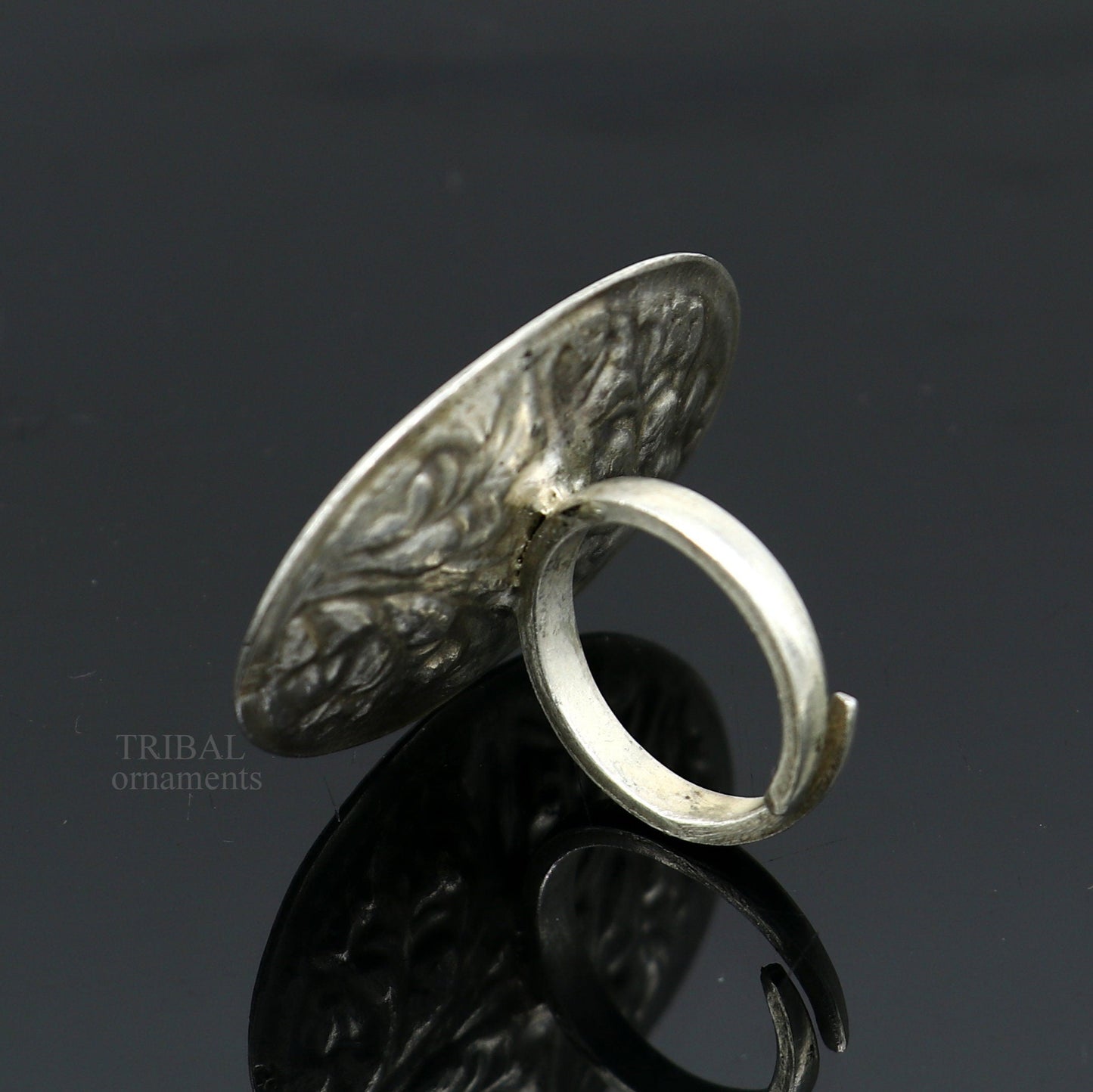 925 Sterling silver handmade gorgeous flower design chitai work adjustable rings band fabulous tribal temple ring band, charm ring ring489 - TRIBAL ORNAMENTS