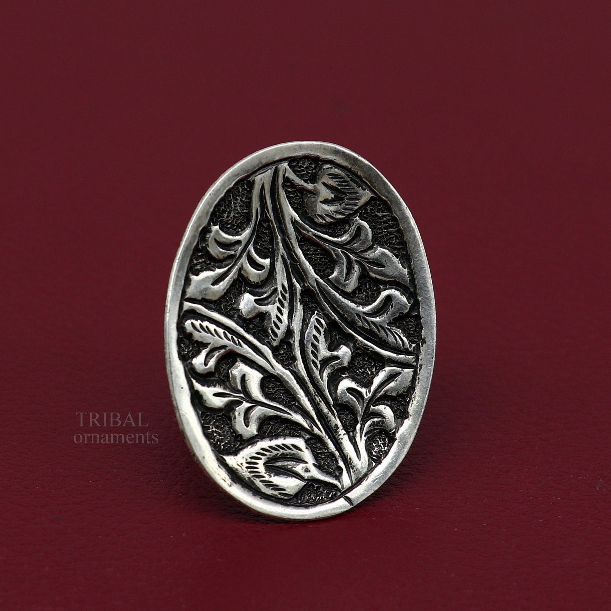 925 Sterling silver handmade gorgeous flower design chitai work adjustable rings band fabulous tribal temple ring band, charm ring ring489 - TRIBAL ORNAMENTS