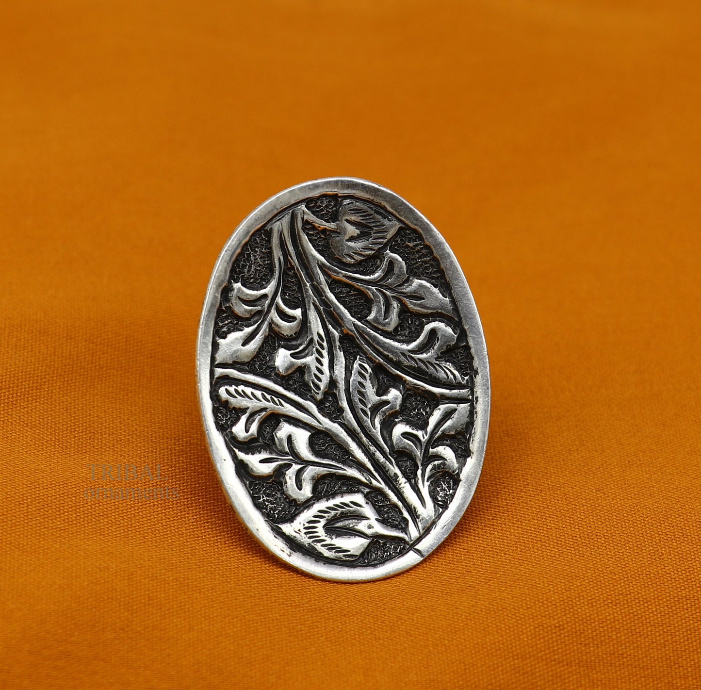 925 Sterling silver handmade gorgeous flower design chitai work adjustable rings band fabulous tribal temple ring band, charm ring ring489 - TRIBAL ORNAMENTS