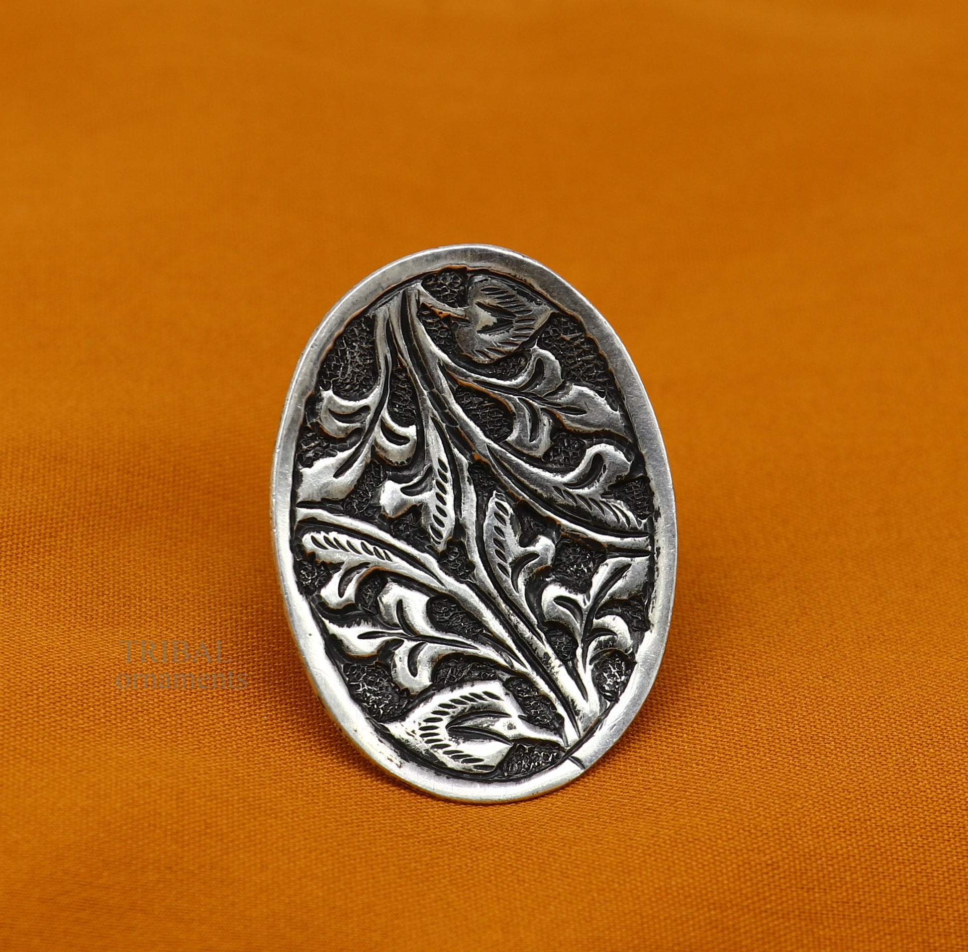 925 Sterling silver handmade gorgeous flower design chitai work adjustable rings band fabulous tribal temple ring band, charm ring ring489 - TRIBAL ORNAMENTS