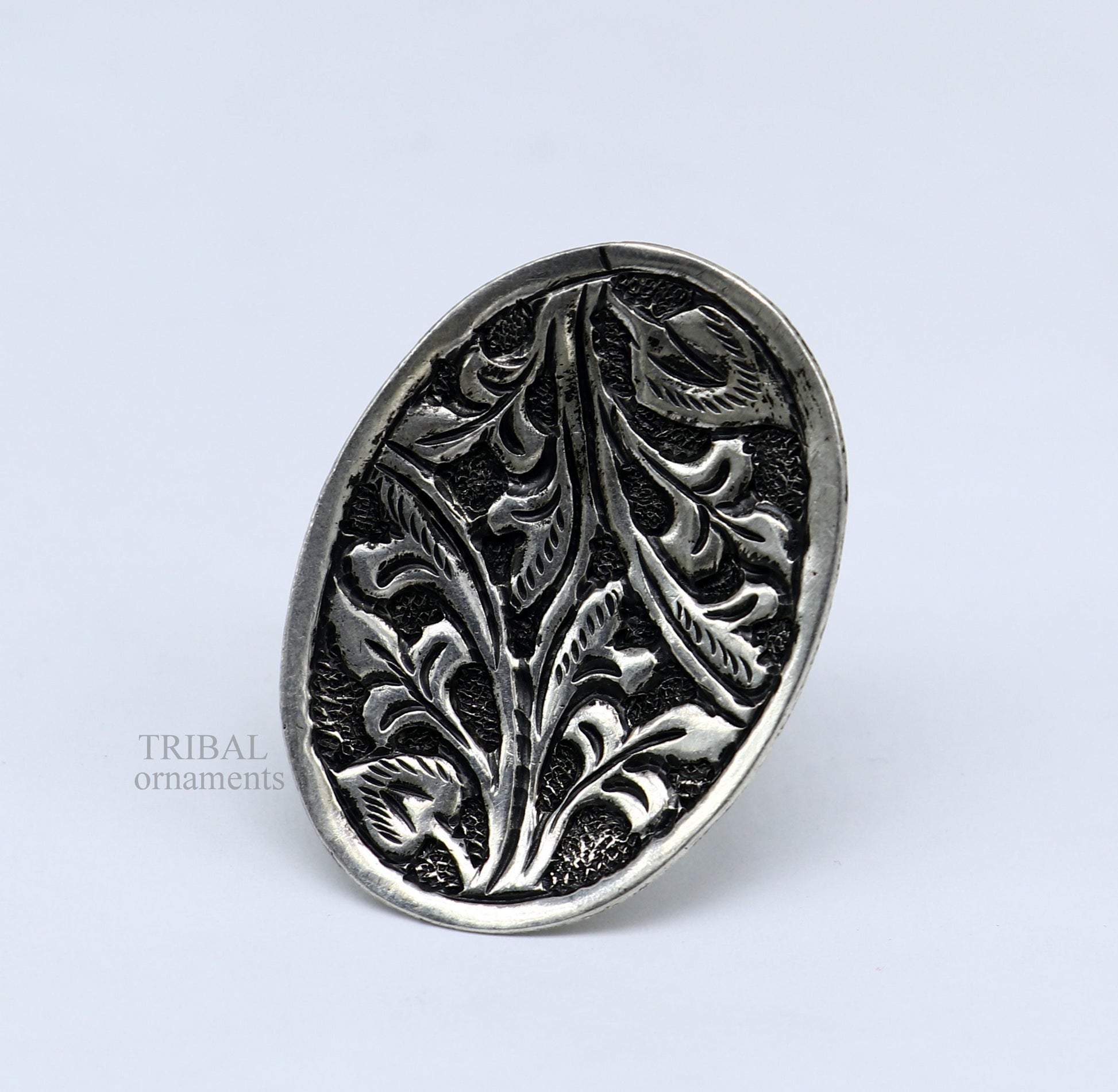 925 Sterling silver handmade gorgeous flower design chitai work adjustable rings band fabulous tribal temple ring band, charm ring ring489 - TRIBAL ORNAMENTS