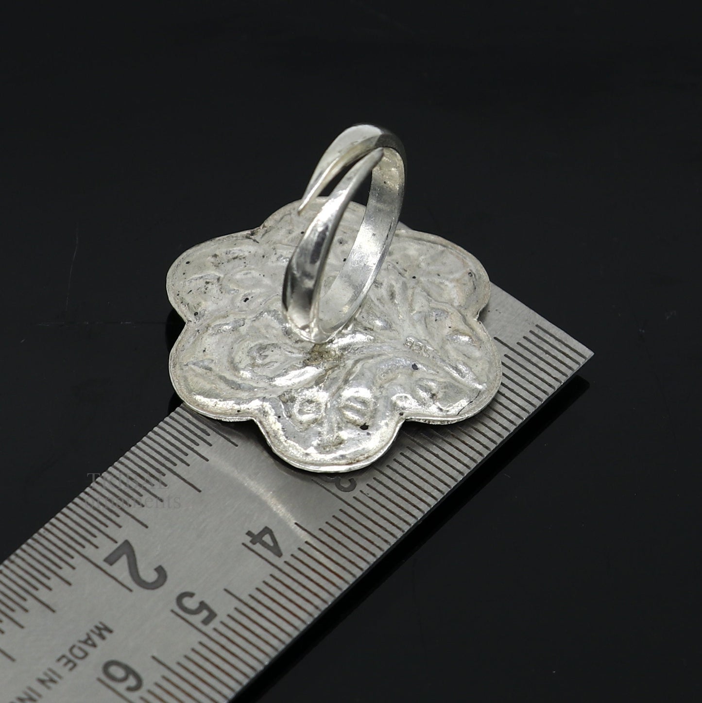 925 Sterling silver handmade gorgeous flower design chitai work adjustable rings band fabulous tribal temple ring band, charm ring ring492 - TRIBAL ORNAMENTS