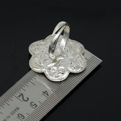 925 Sterling silver handmade gorgeous flower design chitai work adjustable rings band fabulous tribal temple ring band, charm ring ring492 - TRIBAL ORNAMENTS