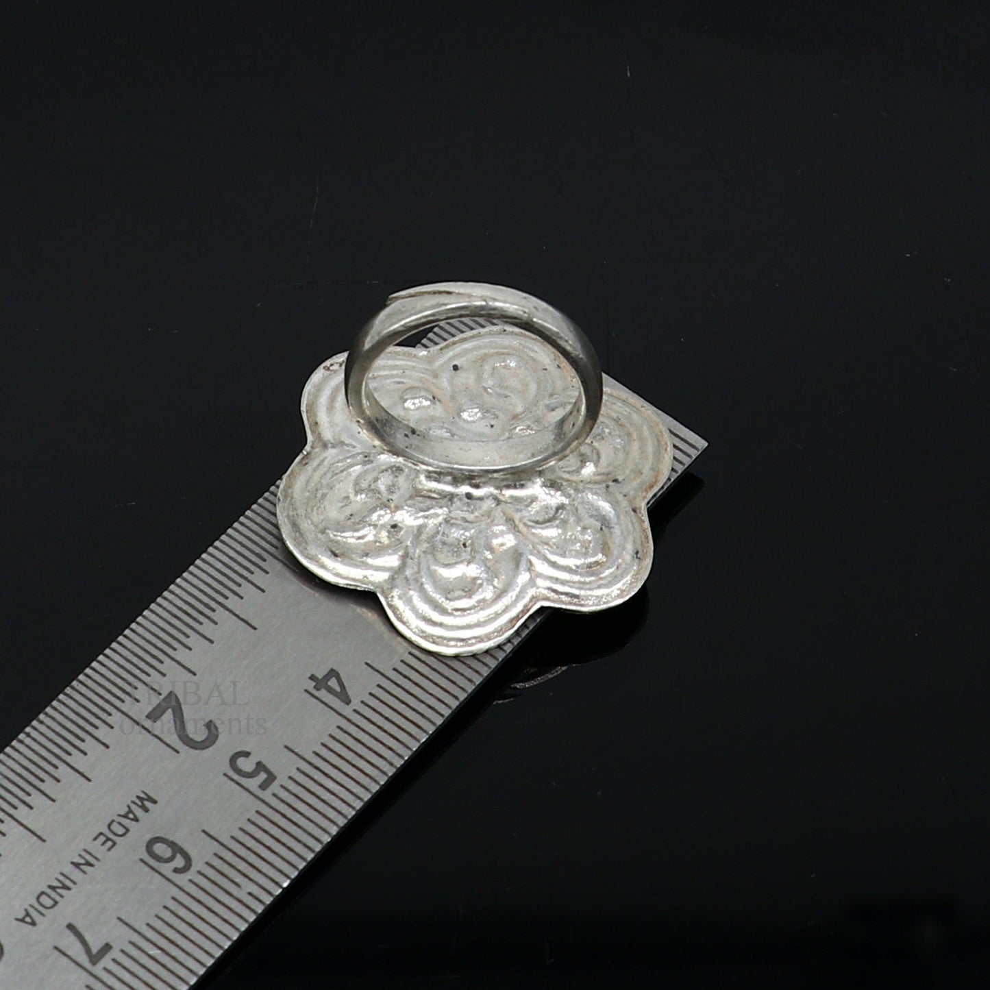 925 sterling silver handmade gorgeous flower shape adjustable ring band, unisex stylish gifting chitai work tribal ethnic jewelry ring496 - TRIBAL ORNAMENTS