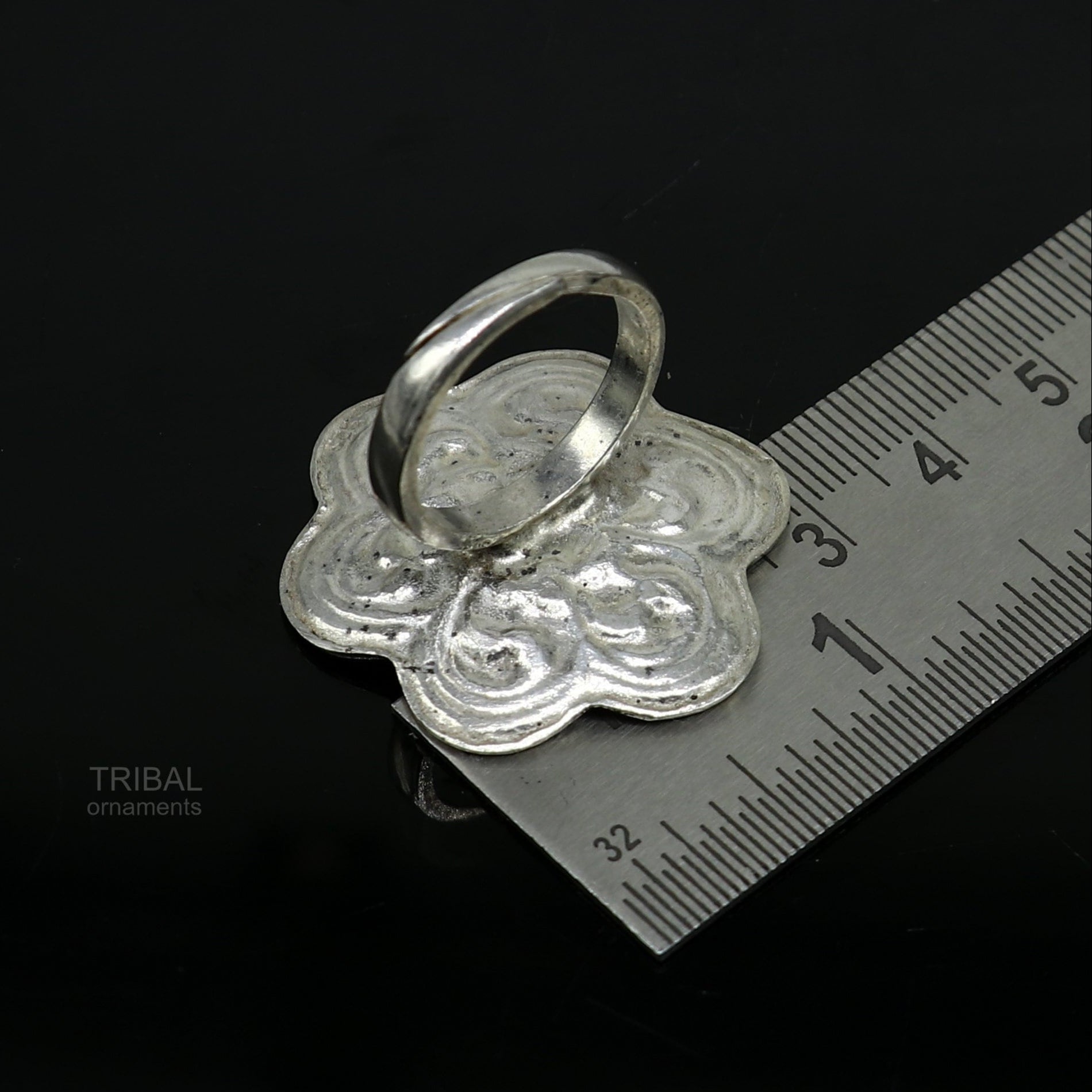 925 sterling silver handmade gorgeous flower shape adjustable ring band, unisex stylish gifting chitai work tribal ethnic jewelry sr302 - TRIBAL ORNAMENTS
