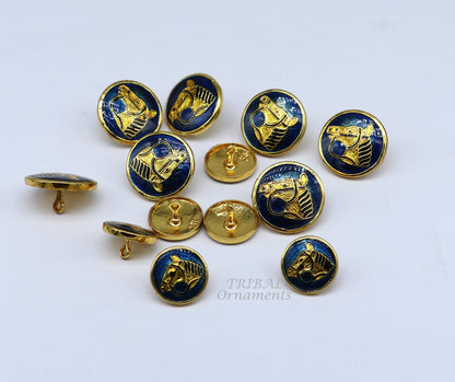 Handmade 925 Sterling silver horse enamel design buttons set of 13 for men's coats or suits, decorative jewelry for all occasions.