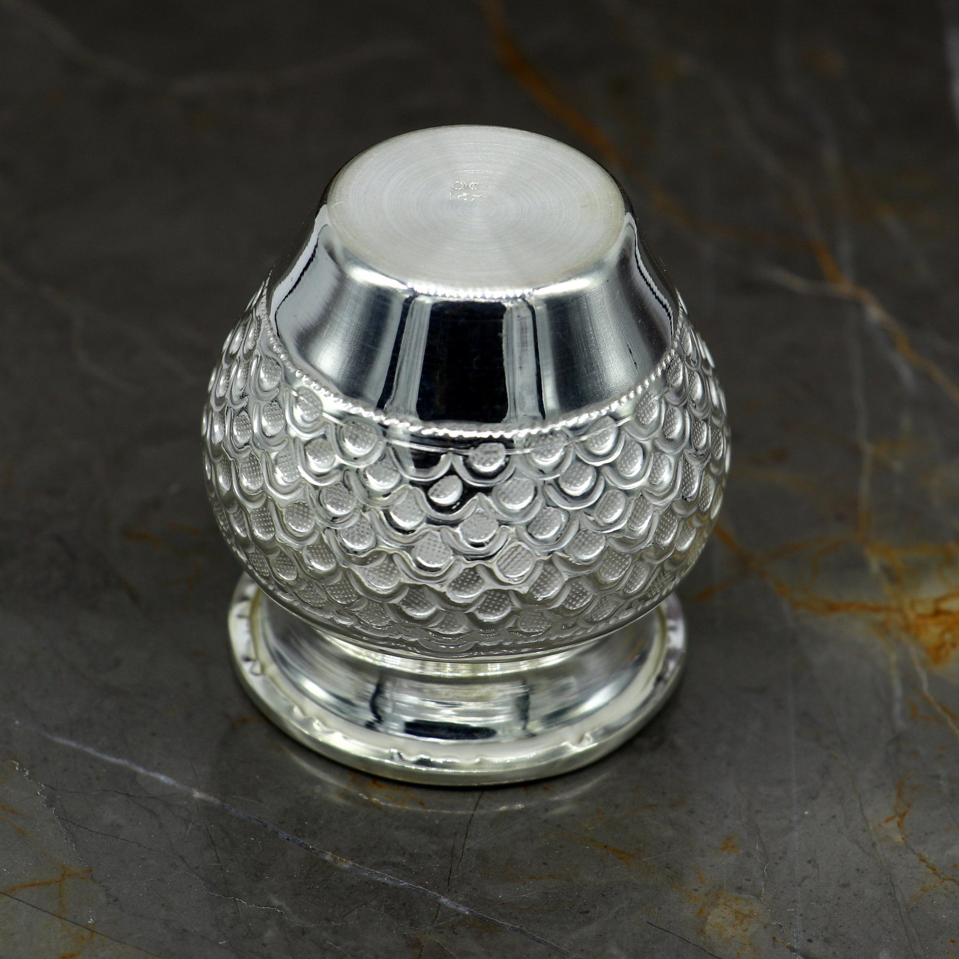 925 sterling silver handmade gorgeous kalash or pot, unique special silver puja article, water or milk kalas pot from india sv158 - TRIBAL ORNAMENTS