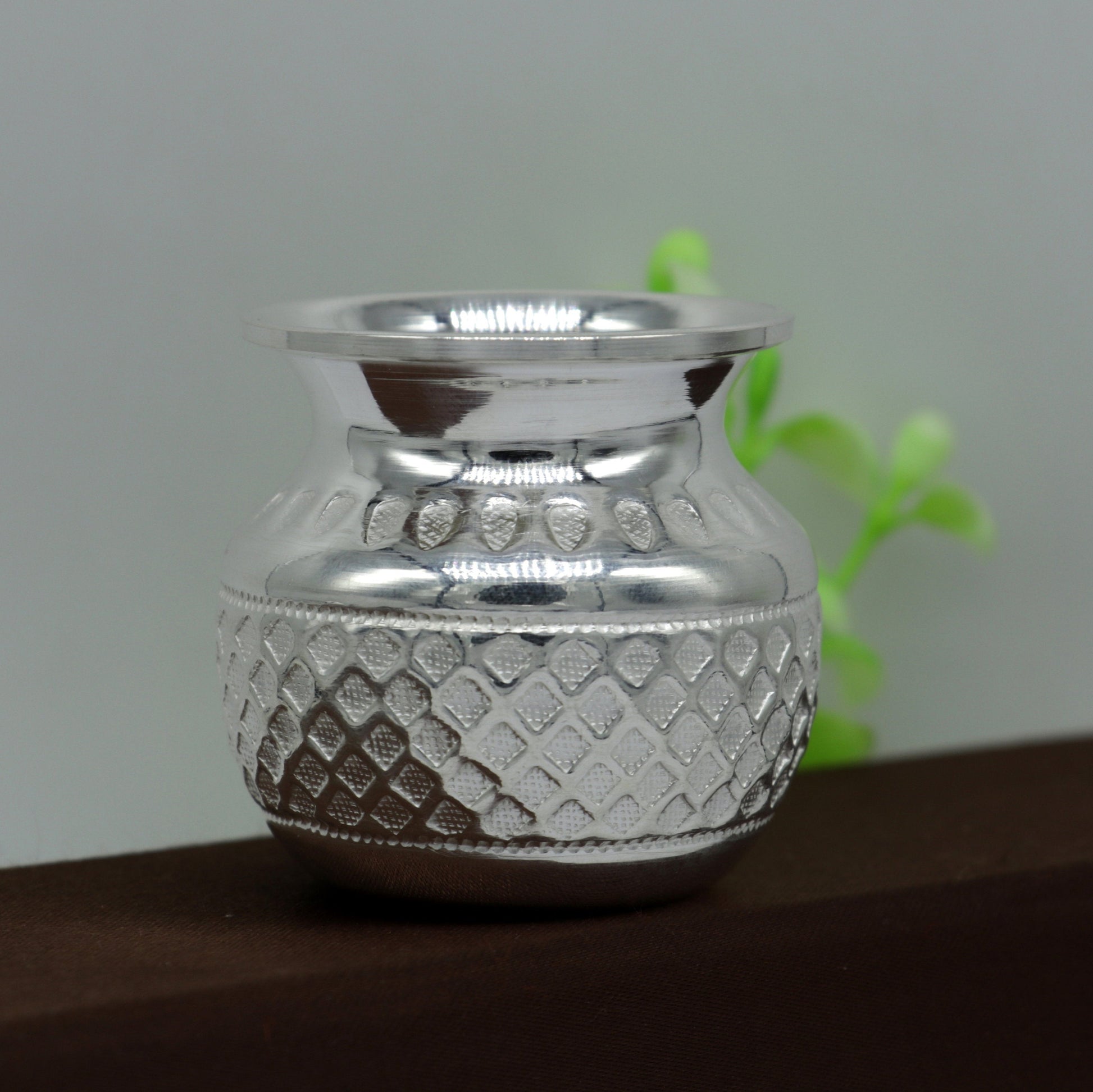 925 sterling silver handmade gorgeous kalash or pot, unique special silver puja article, water or milk kalas pot from india sv159 - TRIBAL ORNAMENTS