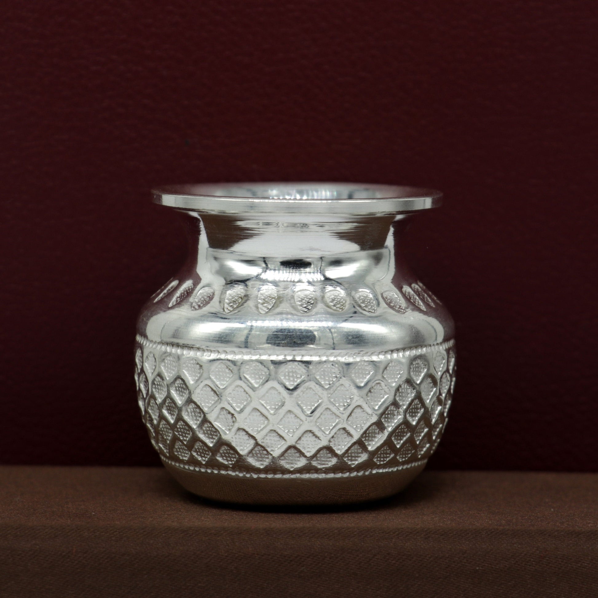 925 sterling silver handmade gorgeous kalash or pot, unique special silver puja article, water or milk kalas pot from india sv159 - TRIBAL ORNAMENTS