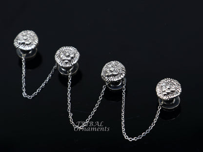 925 Sterling silver handmade gorgeous lion face design buttons or cufflinks for men's kurta, best gifting jewelry occasions btn06 - TRIBAL ORNAMENTS