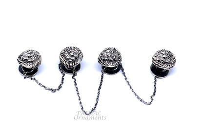 925 Sterling silver handmade gorgeous lion face design buttons or cufflinks for men's kurta, best gifting jewelry occasions btn06 - TRIBAL ORNAMENTS