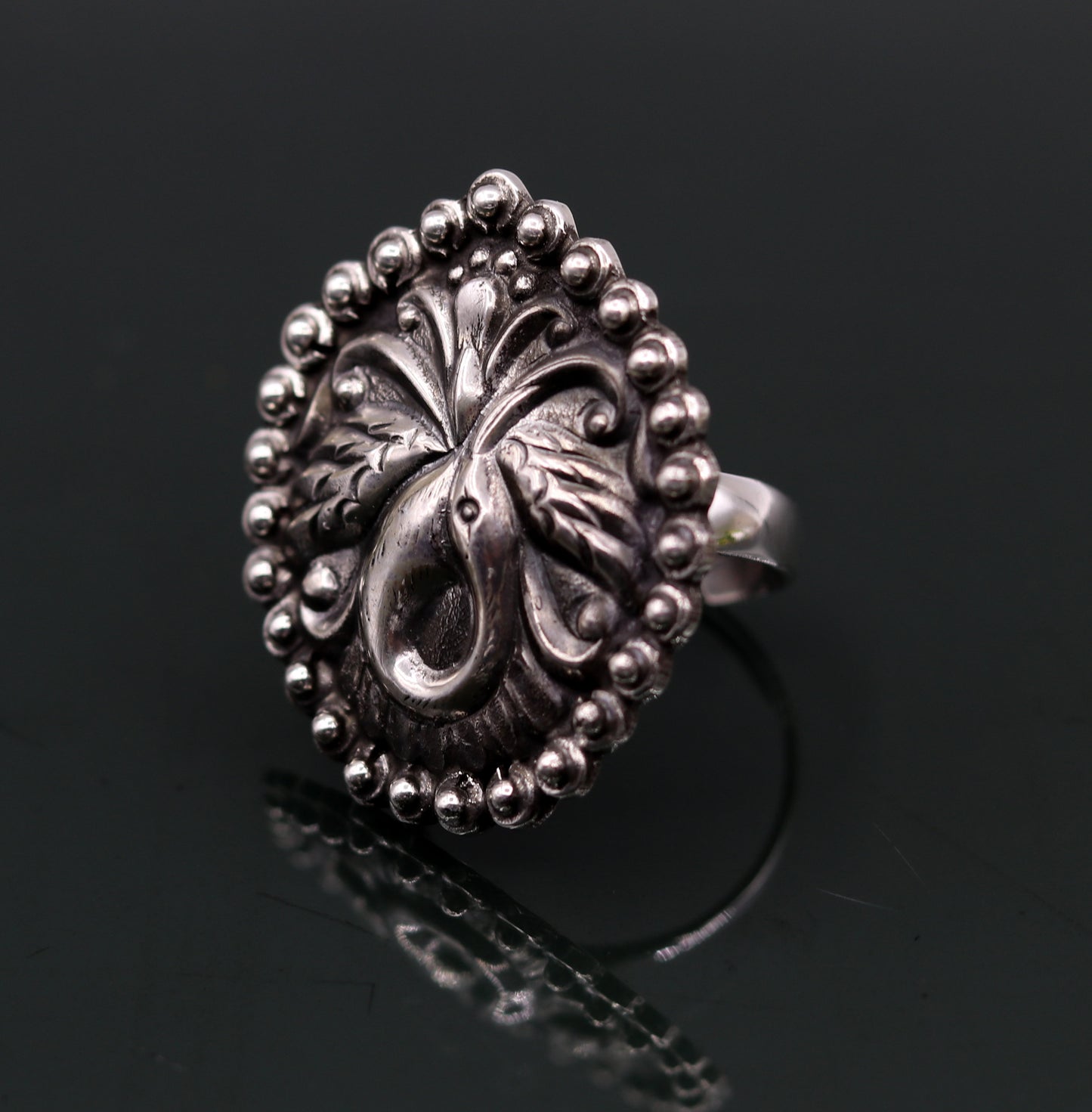 925 Sterling silver handmade gorgeous peacock design amazing pretty adjustable ring tribal jewelry temple ring sr234 - TRIBAL ORNAMENTS