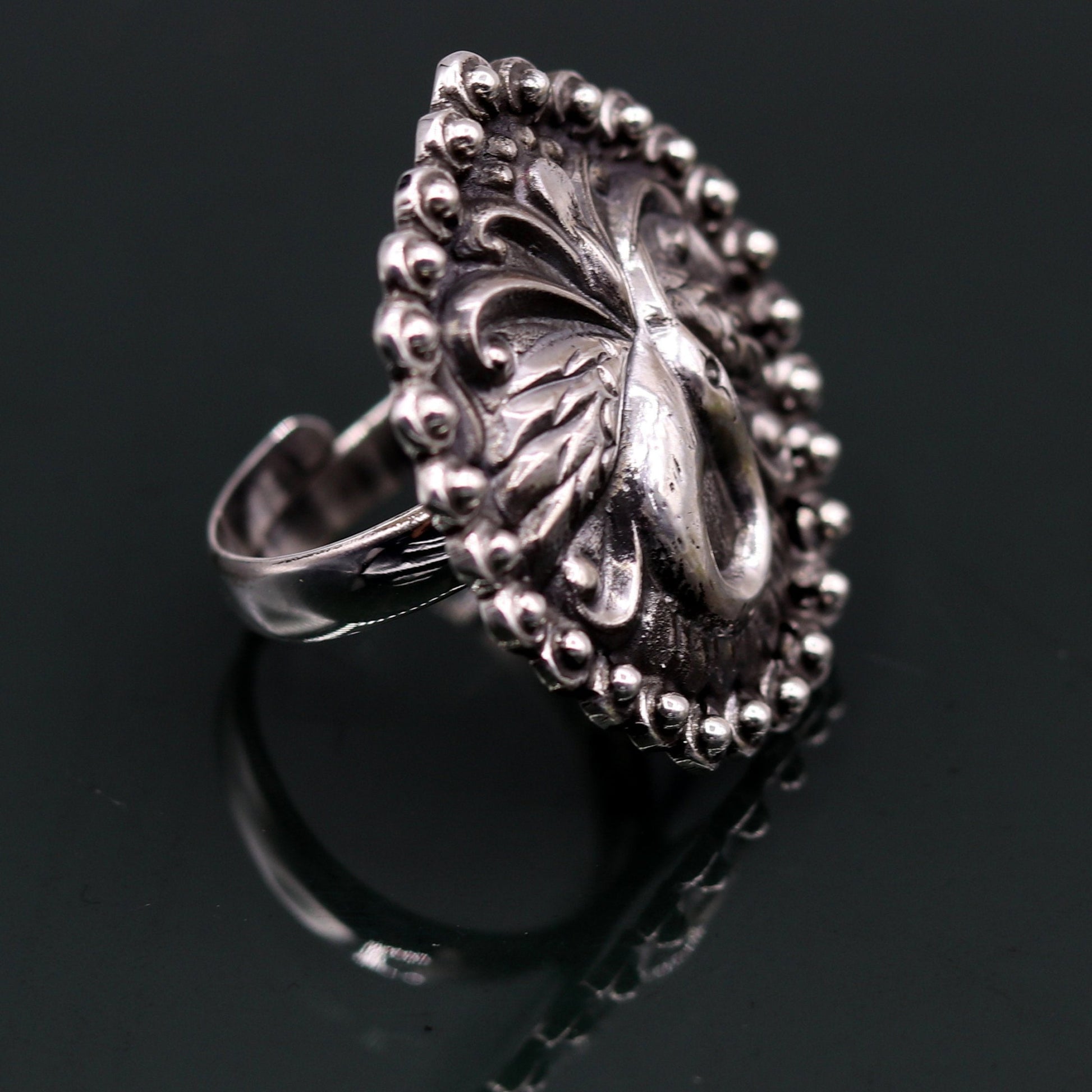 925 Sterling silver handmade gorgeous peacock design amazing pretty adjustable ring tribal jewelry temple ring sr234 - TRIBAL ORNAMENTS
