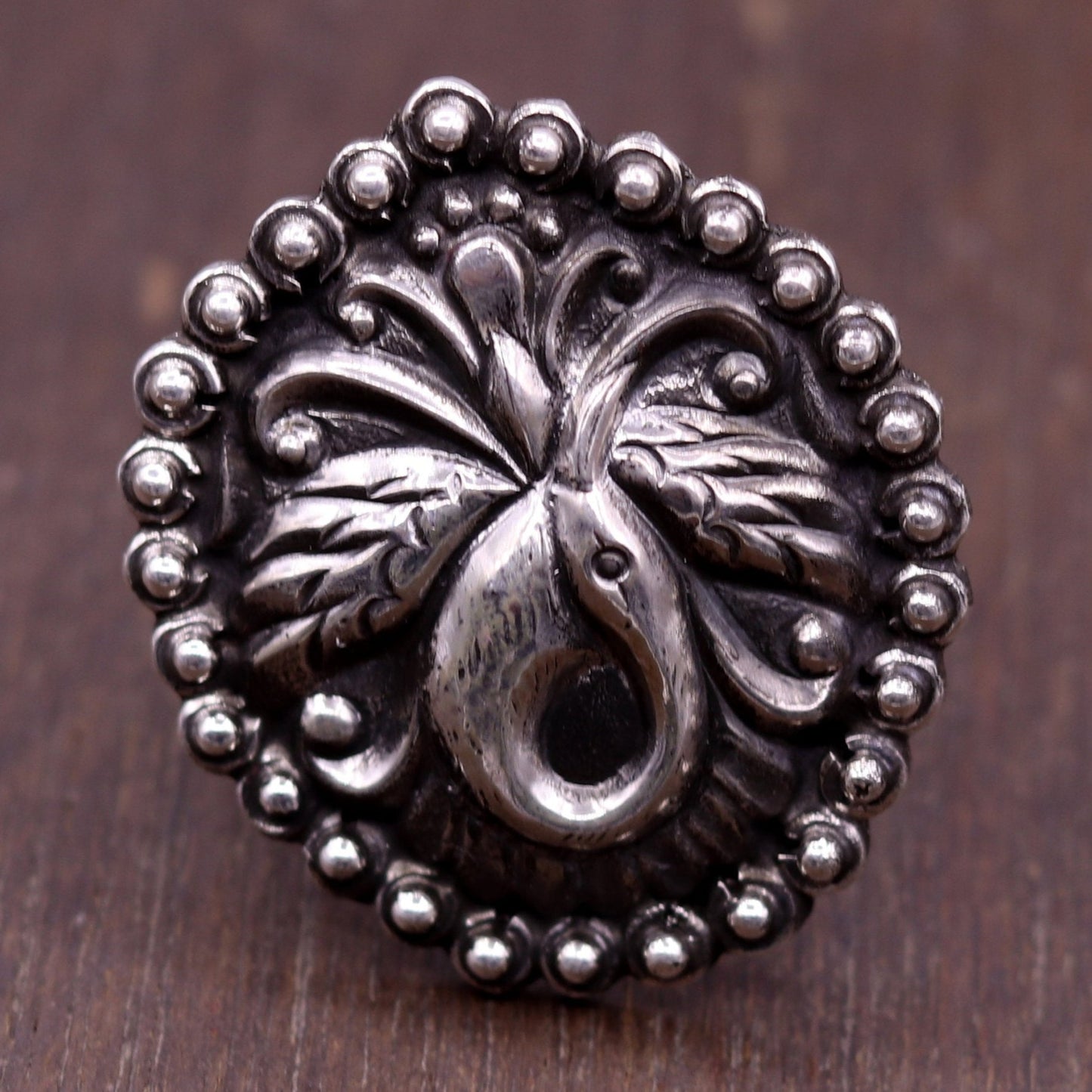 925 Sterling silver handmade gorgeous peacock design amazing pretty adjustable ring tribal jewelry temple ring sr234 - TRIBAL ORNAMENTS