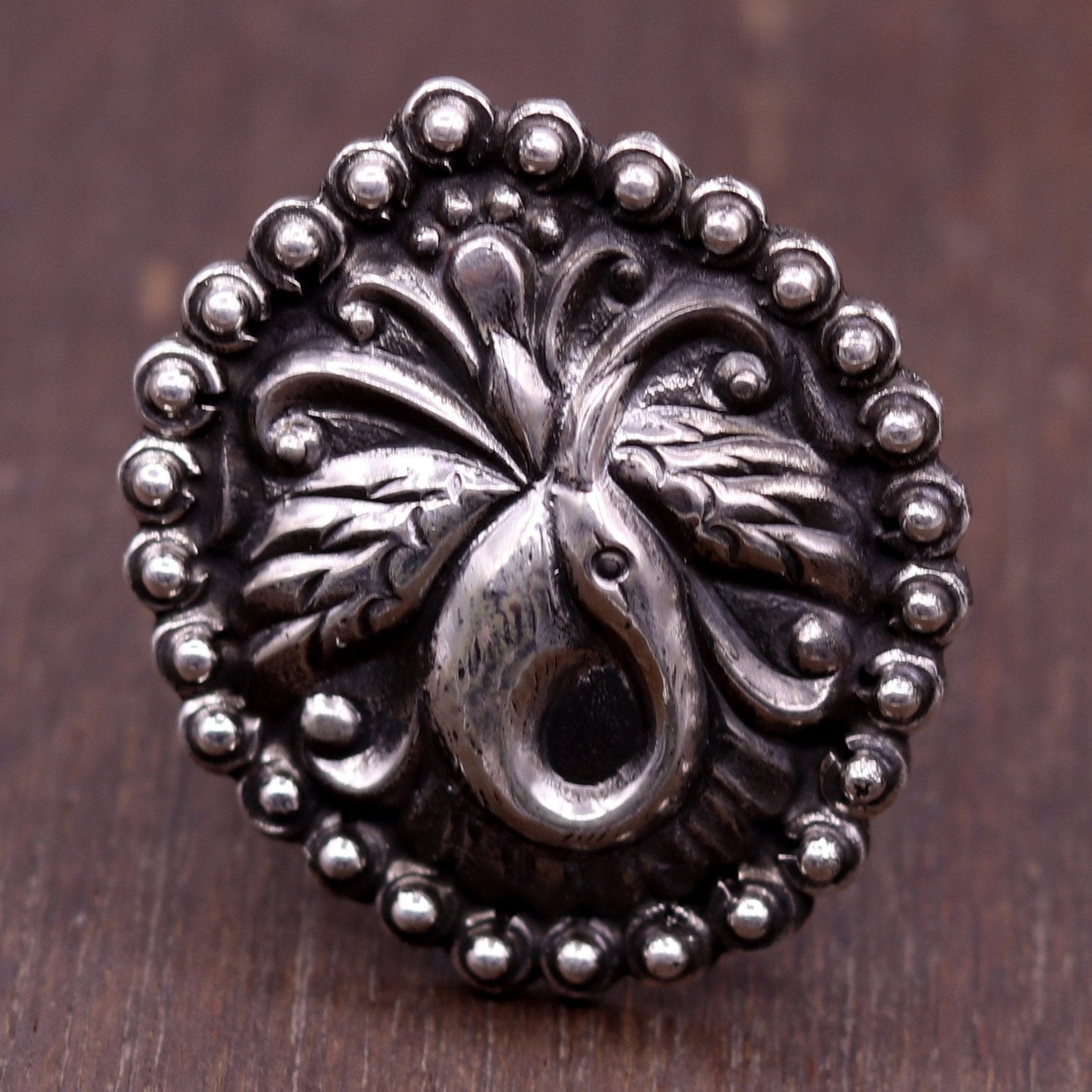 925 Sterling silver handmade gorgeous peacock design amazing pretty adjustable ring tribal jewelry temple ring sr234 - TRIBAL ORNAMENTS