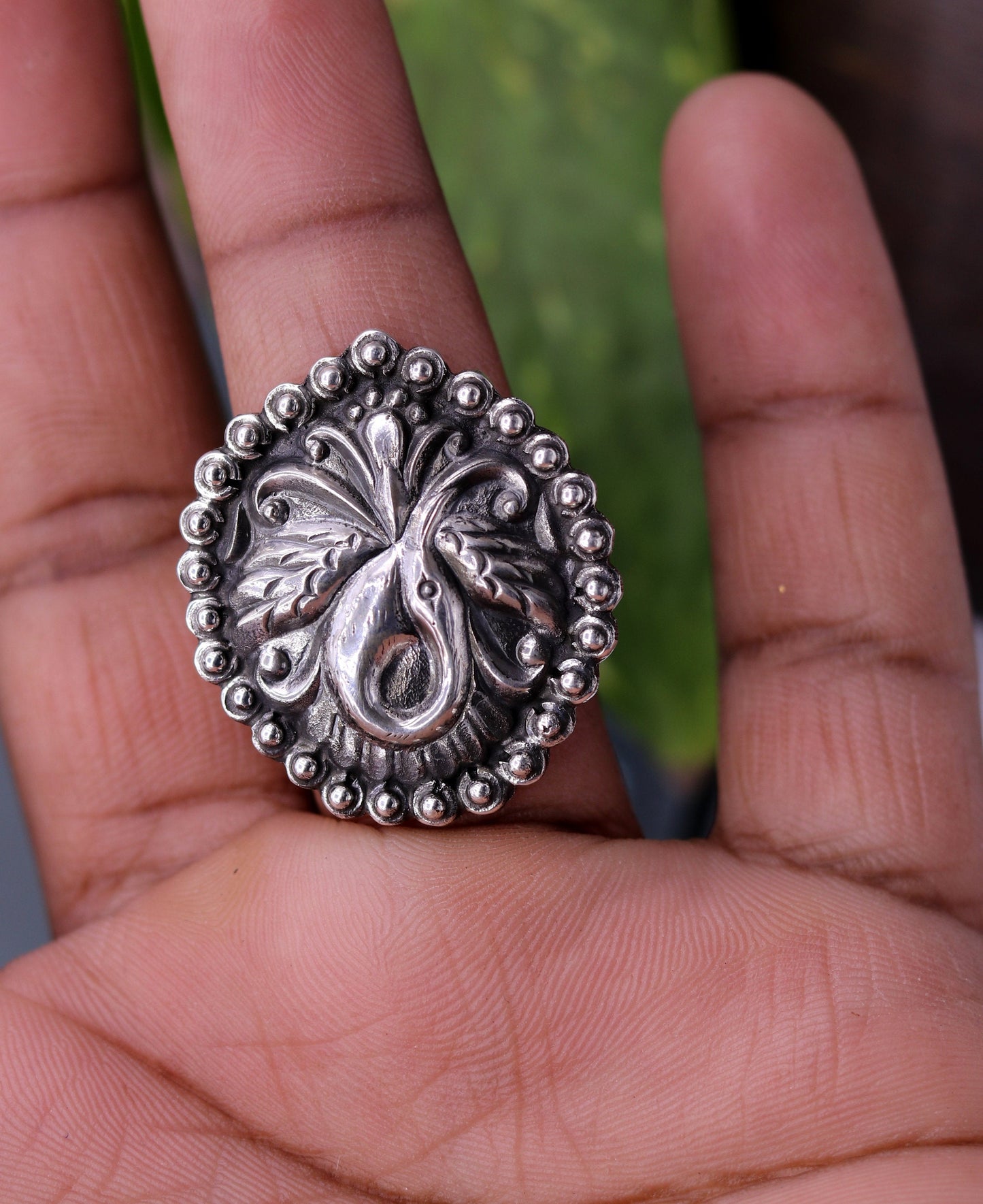 925 Sterling silver handmade gorgeous peacock design amazing pretty adjustable ring tribal jewelry temple ring sr234 - TRIBAL ORNAMENTS