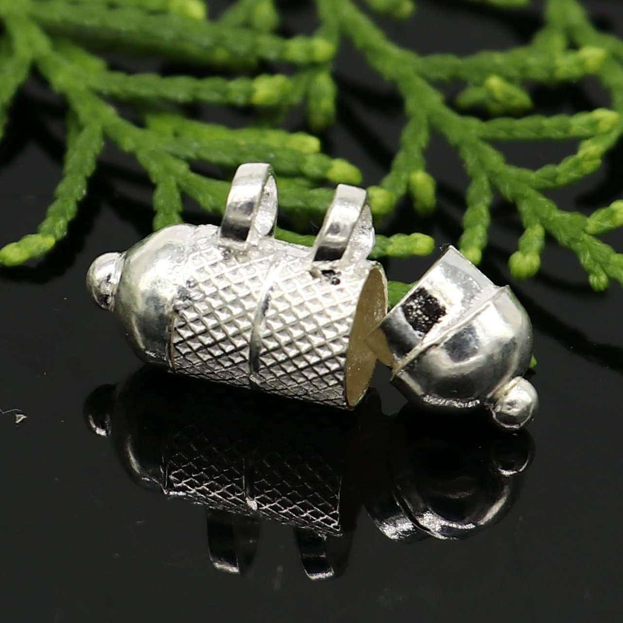 Sterling silver round amulet box pendant with tribal design, handmade mantra box jewelry, silver Tabiz box by TRIBAL ORNAMENTS.