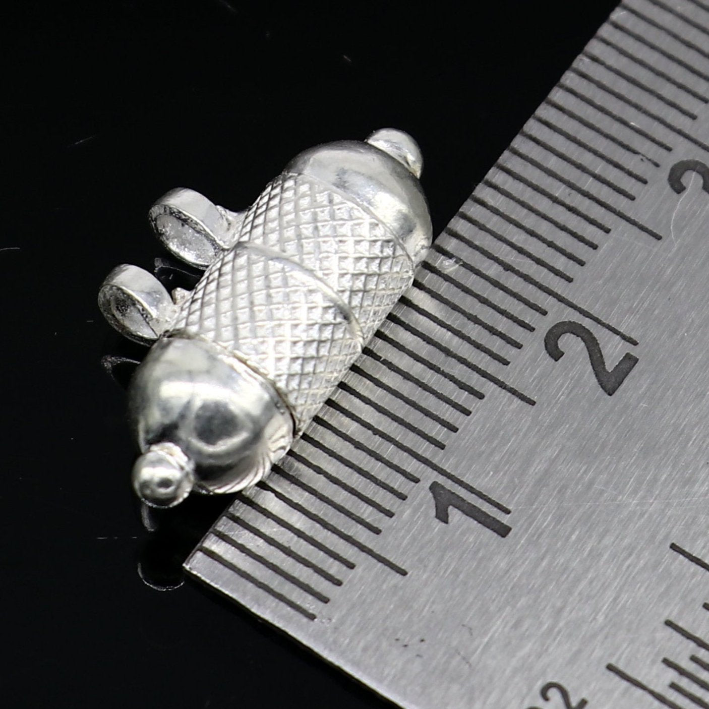 Sterling silver round amulet box pendant with tribal design, handmade mantra box jewelry by Tribal Ornaments.