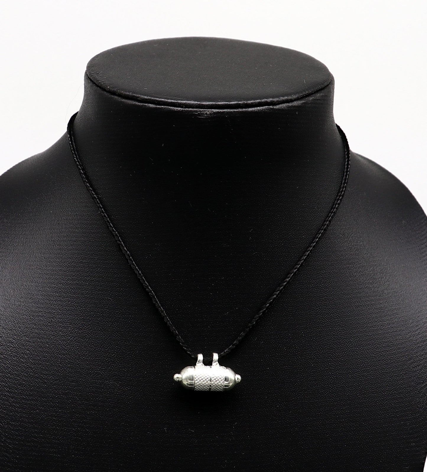 925 sterling silver round amulet box pendant with intricate tribal design, handmade mantra box jewelry by Tribal Ornaments.