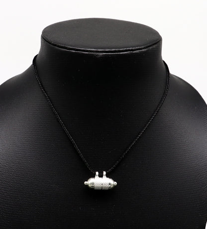 925 sterling silver round amulet box pendant with intricate tribal design, handmade mantra box jewelry by Tribal Ornaments.