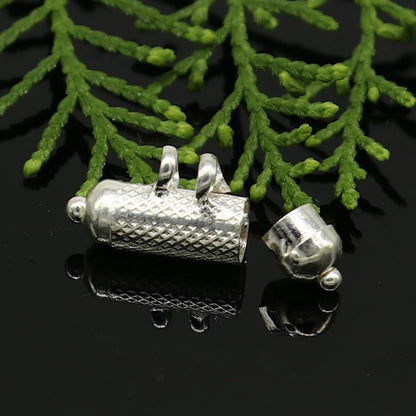 925 silver round amulet box pendant with engraved design, handmade tribal jewelry, mantra box, tabiz, kavacham, tribal ornaments.