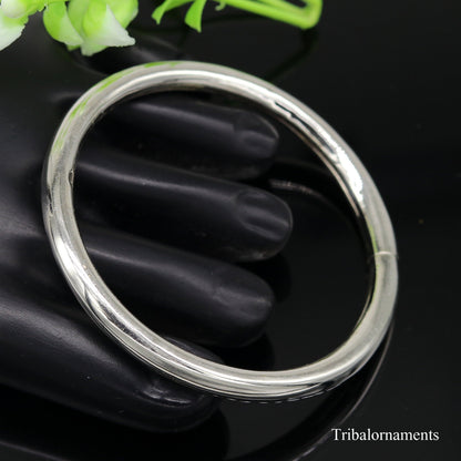 925 sterling silver adjustable bangle bracelet by TRIBAL ORNAMENTS, featuring a shiny, handmade design perfect for girls.