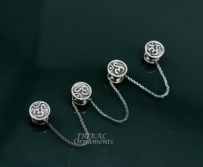 925 Sterling silver handmade gorgeous sign Aum or OM design buttons or cufflinks  for men's kurta, best gifting jewelry occasions btn02 - TRIBAL ORNAMENTS