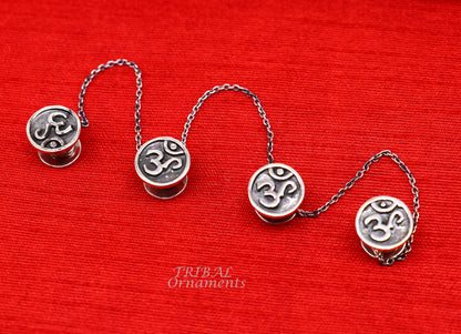 925 Sterling silver handmade gorgeous sign Aum or OM design buttons or cufflinks  for men's kurta, best gifting jewelry occasions btn02 - TRIBAL ORNAMENTS