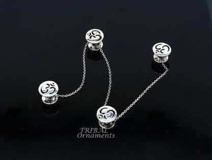 925 Sterling silver handmade gorgeous sign Aum or OM design buttons or cufflinks  for men's kurta, best gifting jewelry occasions btn04 - TRIBAL ORNAMENTS