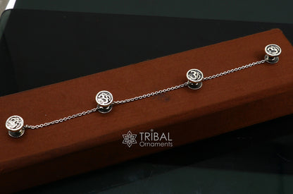925 Sterling silver handmade Aum OM design cufflinks or buttons by TRIBAL ORNAMENTS, featuring intricate tribal jewelry craftsmanship.