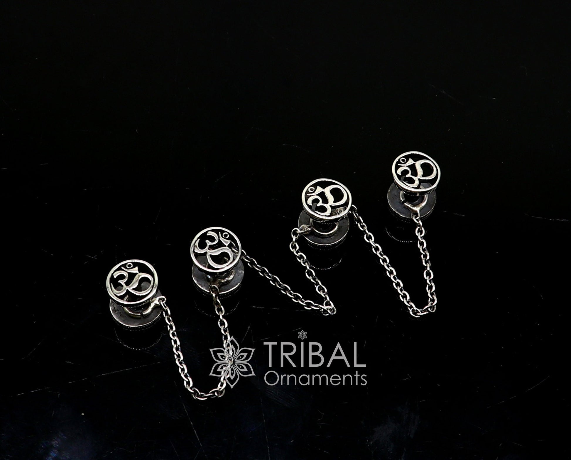 925 Sterling silver handmade gorgeous sign Aum or OM design high-quality buttons or cufflinks for kurtas, best gifting jewelry btn30 - TRIBAL ORNAMENTS