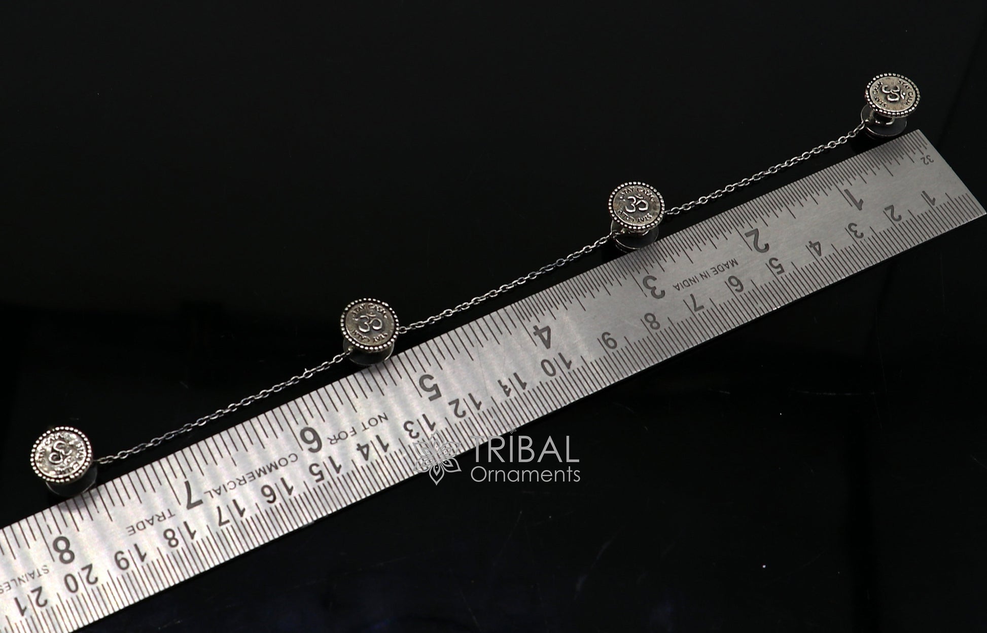 925 Sterling silver handmade Aum or OM design cufflinks by TRIBAL ORNAMENTS, featuring high-quality craftsmanship for kurtas.