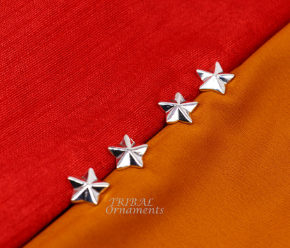 925 Sterling silver handmade star design buttons or cufflinks for men's kurta, featuring intricate tribal ornament craftsmanship.