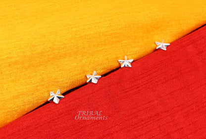 925 Sterling silver handmade star design buttons or cufflinks for men's kurta, featuring intricate tribal jewelry craftsmanship.