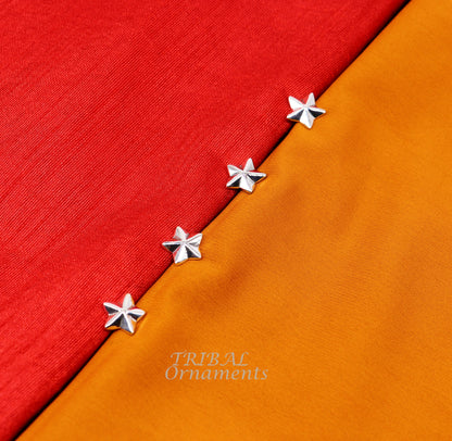 925 Sterling silver handmade star design cufflinks for men's kurta, crafted by TRIBAL ORNAMENTS, perfect for gifting.