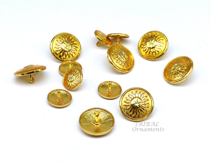 Set of 13 handmade 925 sterling silver sun face design buttons for men's coat or suit, tribal-inspired jewelry accessories.