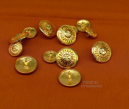 Set of 13 handmade 925 sterling silver sun face design buttons for men's coat or suit, crafted by TRIBAL ORNAMENTS.