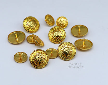Set of 13 handmade 925 sterling silver sun face design buttons for men's coat or suit by TRIBAL ORNAMENTS.