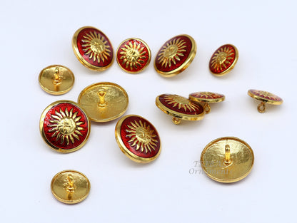 Set of 13 handmade 925 sterling silver sun face design buttons by TRIBAL ORNAMENTS for men's coat or suit accessories.